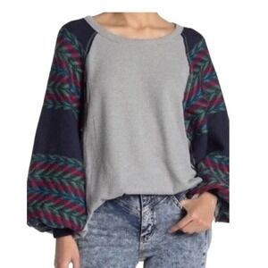 We The Free People Sweater Rainbow Dreams Oversized Thermal Knit Sz L Boho